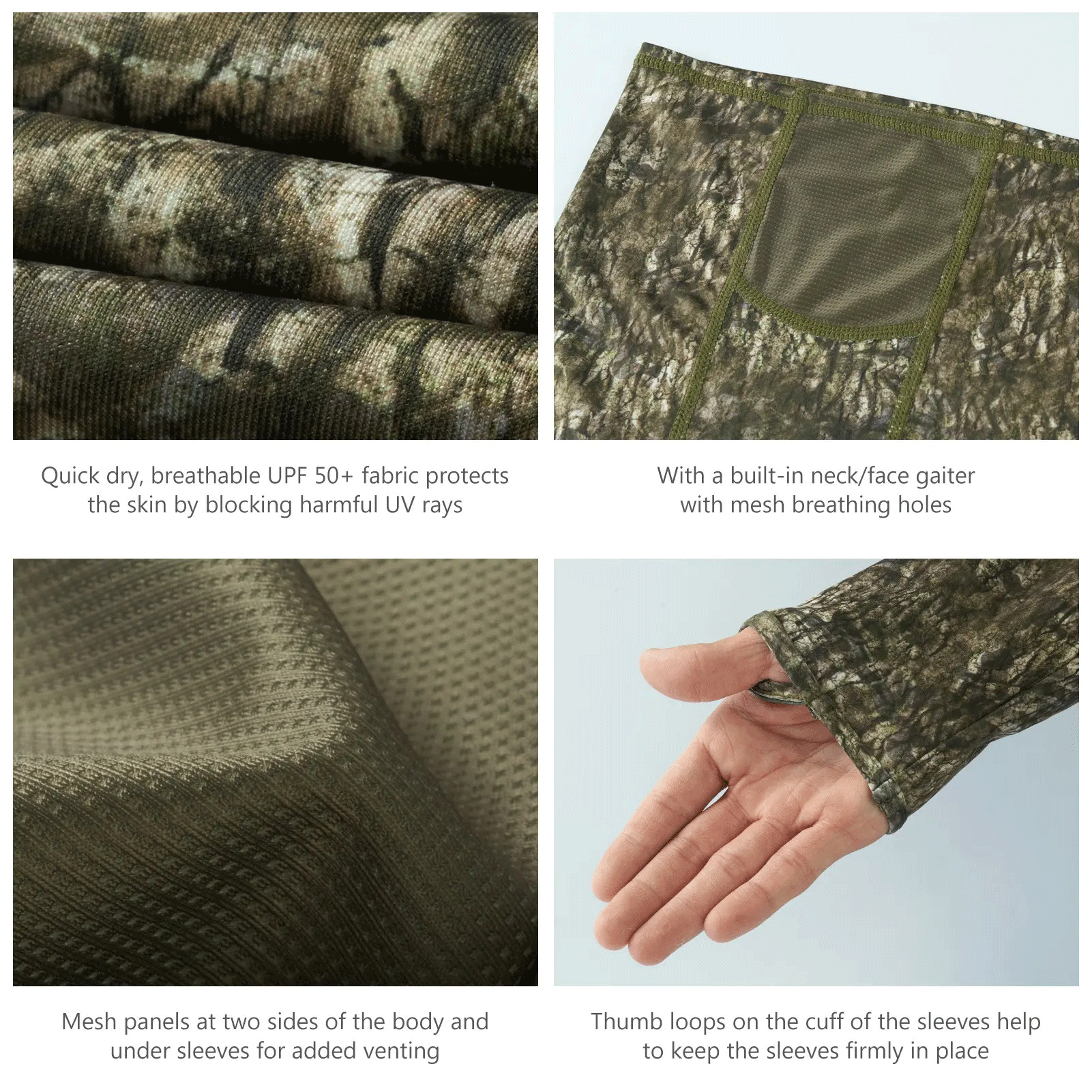 🔥🔥Men's UPF 50+ Lightweight Hunting Camo Hoodie Quick Dry Performance Long Sleeve Fishing Shirt with Hood