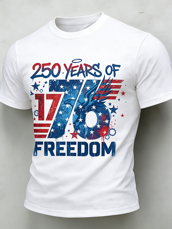Men'S Casual American Founding Celebration Personalized Printed Round Neck T-Shirt