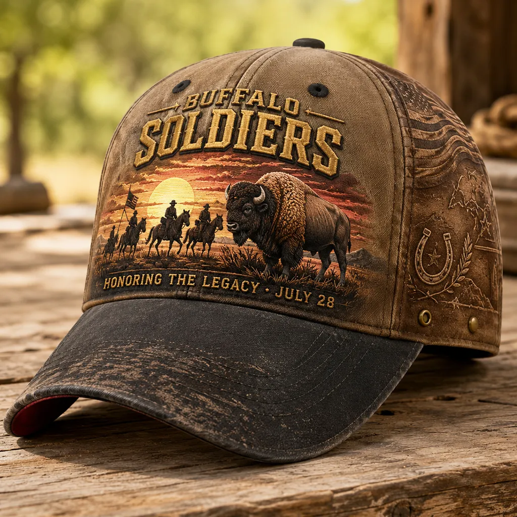 Buffalo Soldiers 1866 Heritage Art Print Vintage Baseball Cap