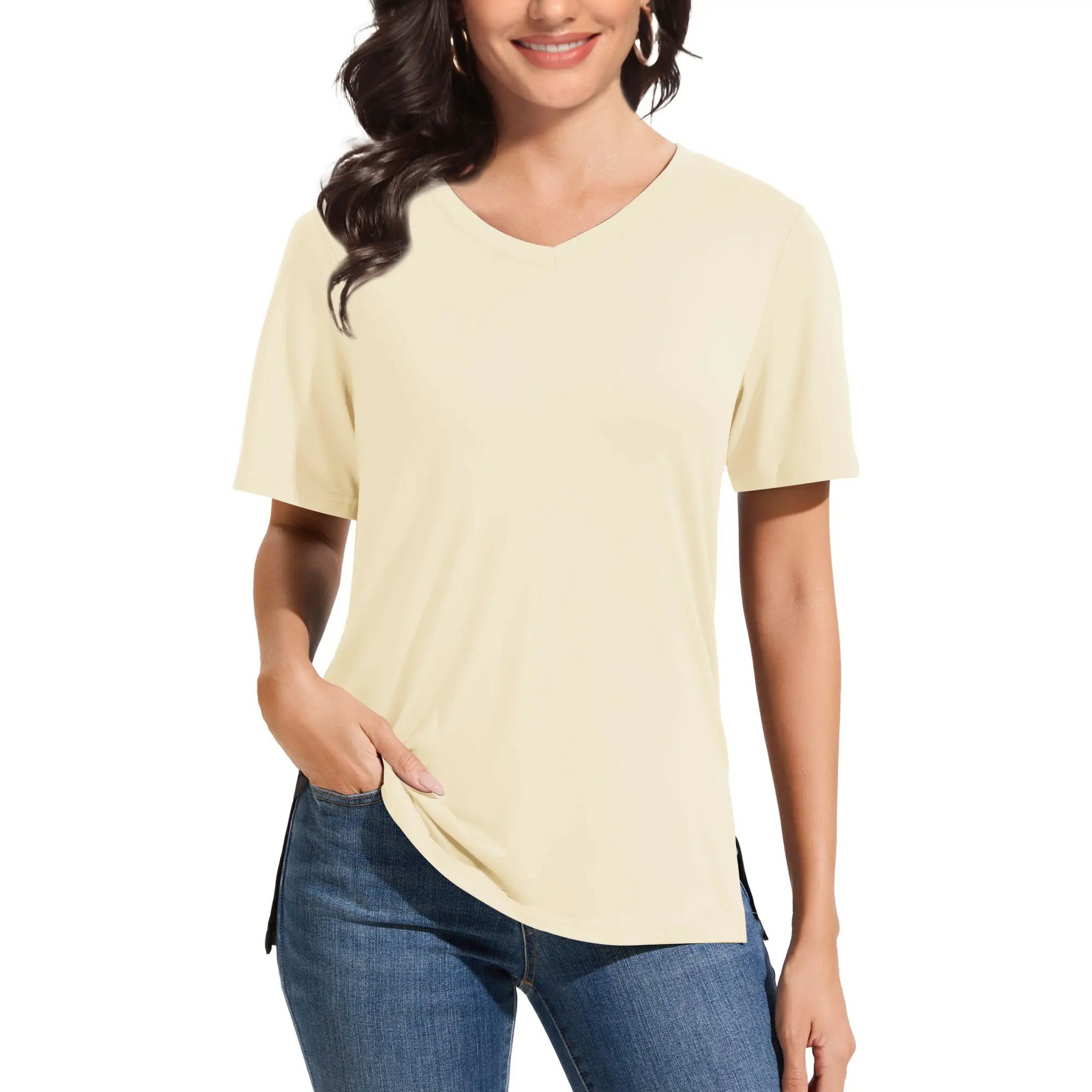 🔥Easter Sale!V-Neck Loose Fit Tee