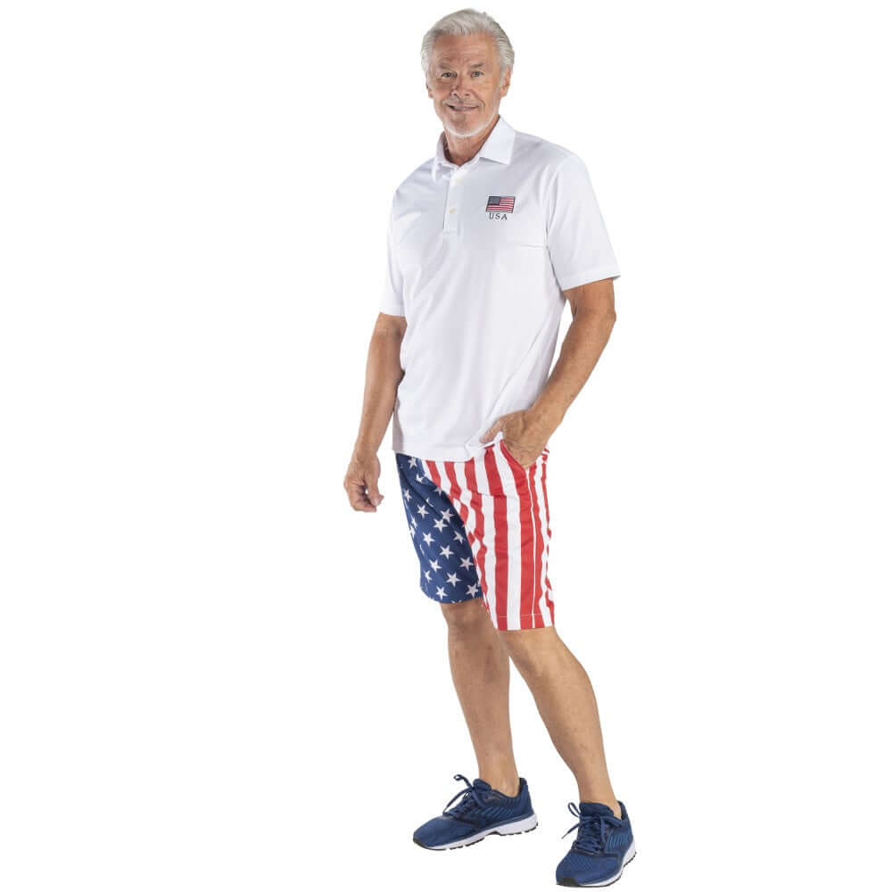 Men's Greg Norman Freedom Pique USA Polo