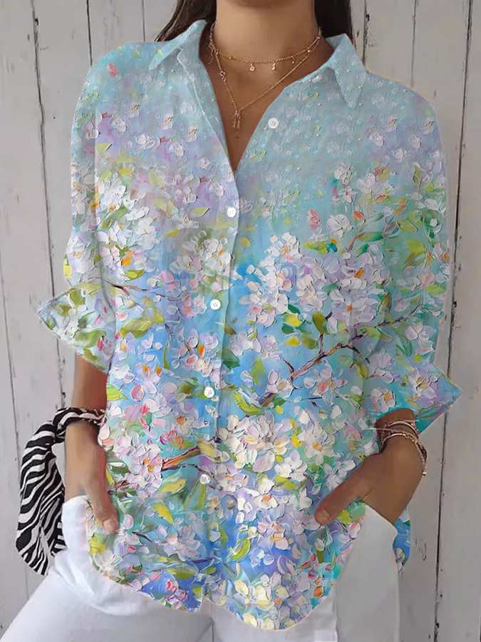 Women'S Floral Printed Casual Shirt
