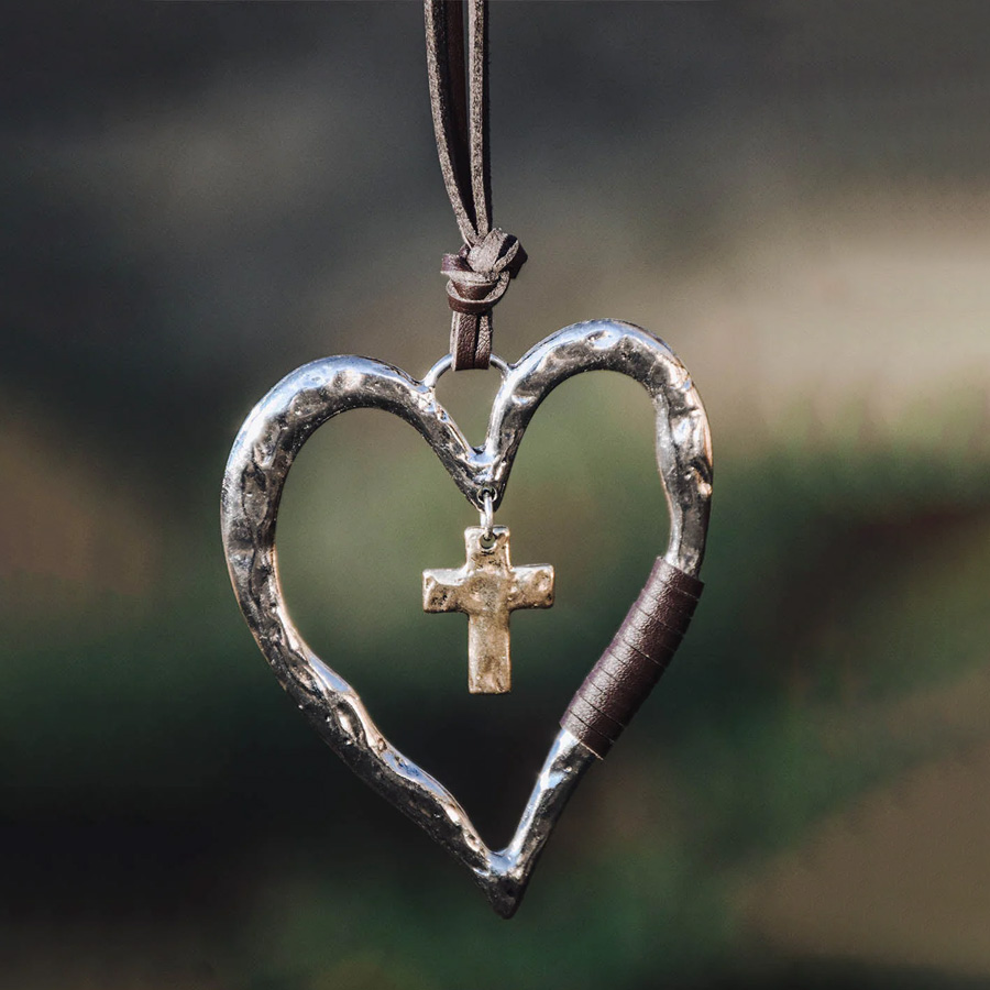 Vintage Cross Heart Pendant Necklace