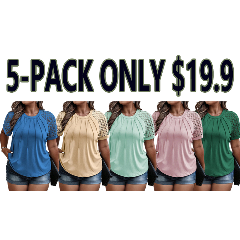 🌸🌸Plus Size Summer Lace Short Sleeve Tunic Top