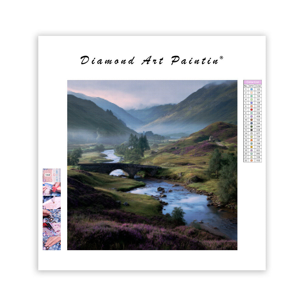 Misty Scottish Highland Valley - Diamond Painting