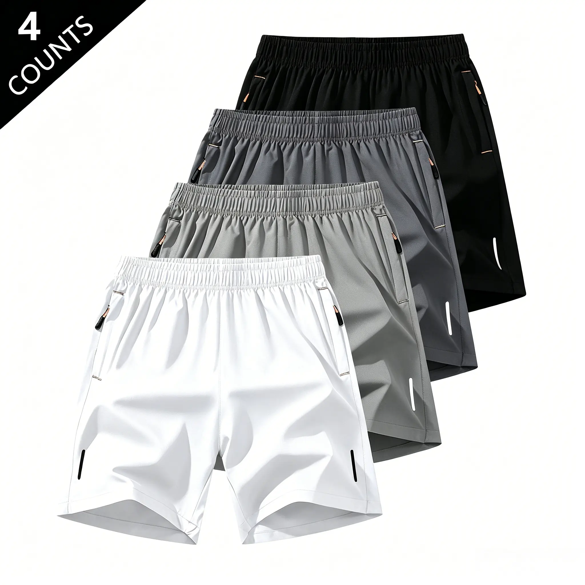 Men's Solid-Color Zipper-Pocket Shorts