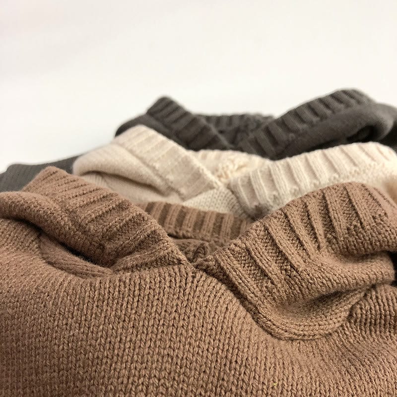 Toddler Solid Color Hooded Knitted Pocket Sweater