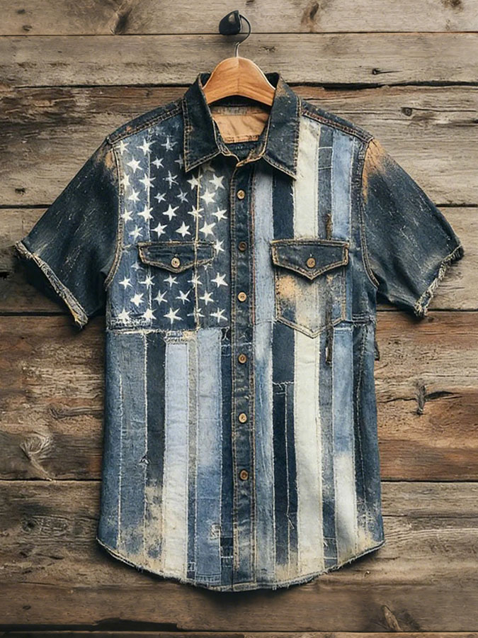 Men'S Independence Day 250Th Anniversary Printed Short Sleeve Shirt