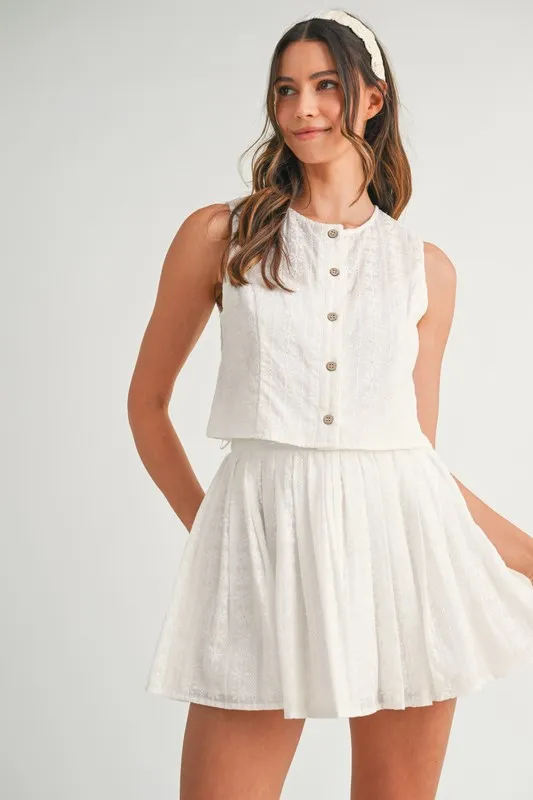 Eyelet Lace Top and Mini Skirt Set