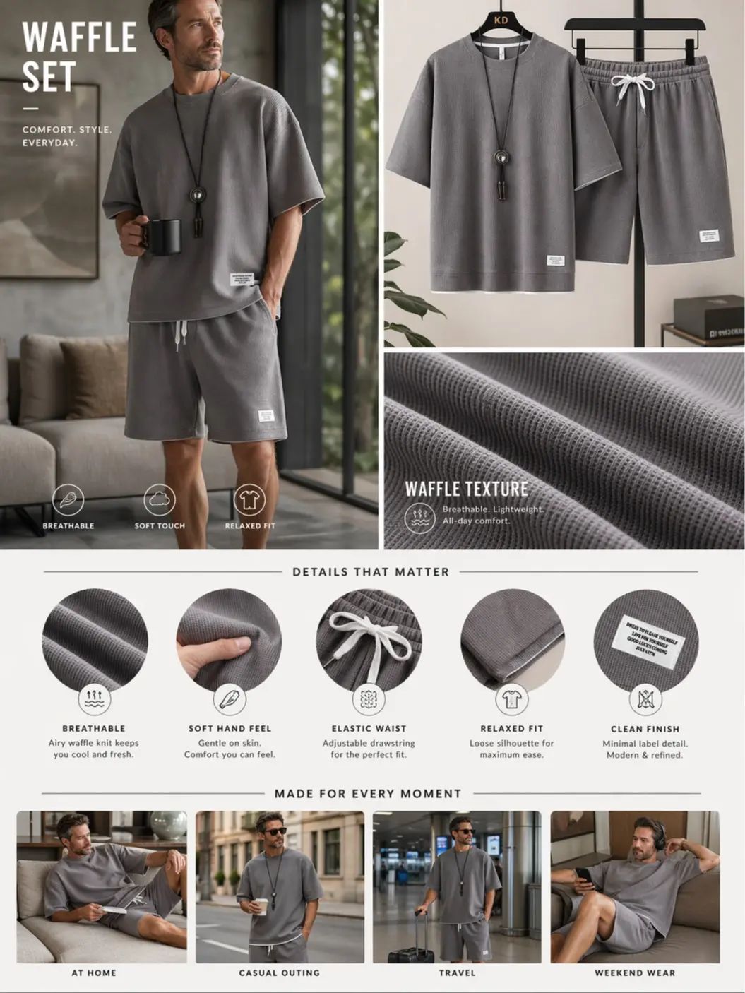 🔥Men’s 2-Piece Oversized Minimalist Drawstring Clothing Set