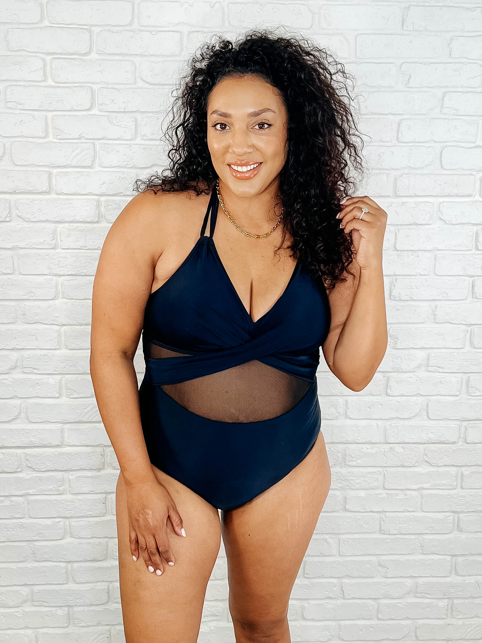 Palma Mesh Detail Halter Swimsuit