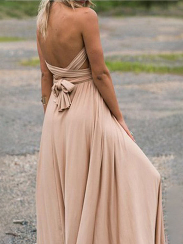 Multi-wear Fado rope cross backless sexy maxi bandage dress