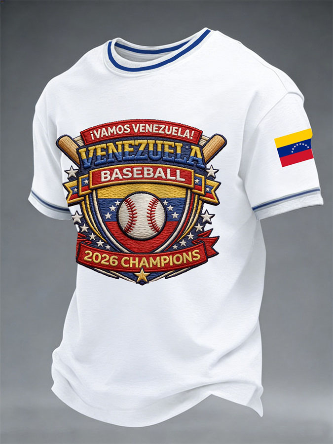 Men's 2026 Venezuela WBC Baseball Championship Celebration Printed Casual T-shirt
