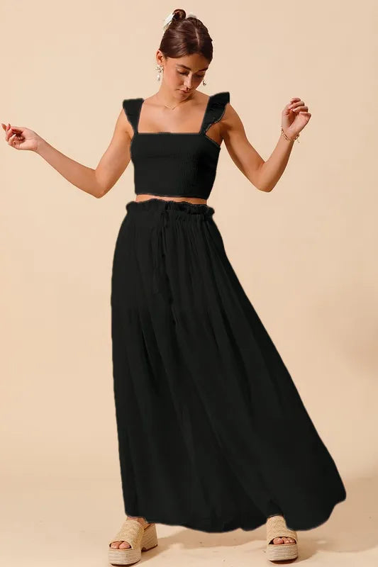 Smocked Top and Flowy Maxi Skirt Set