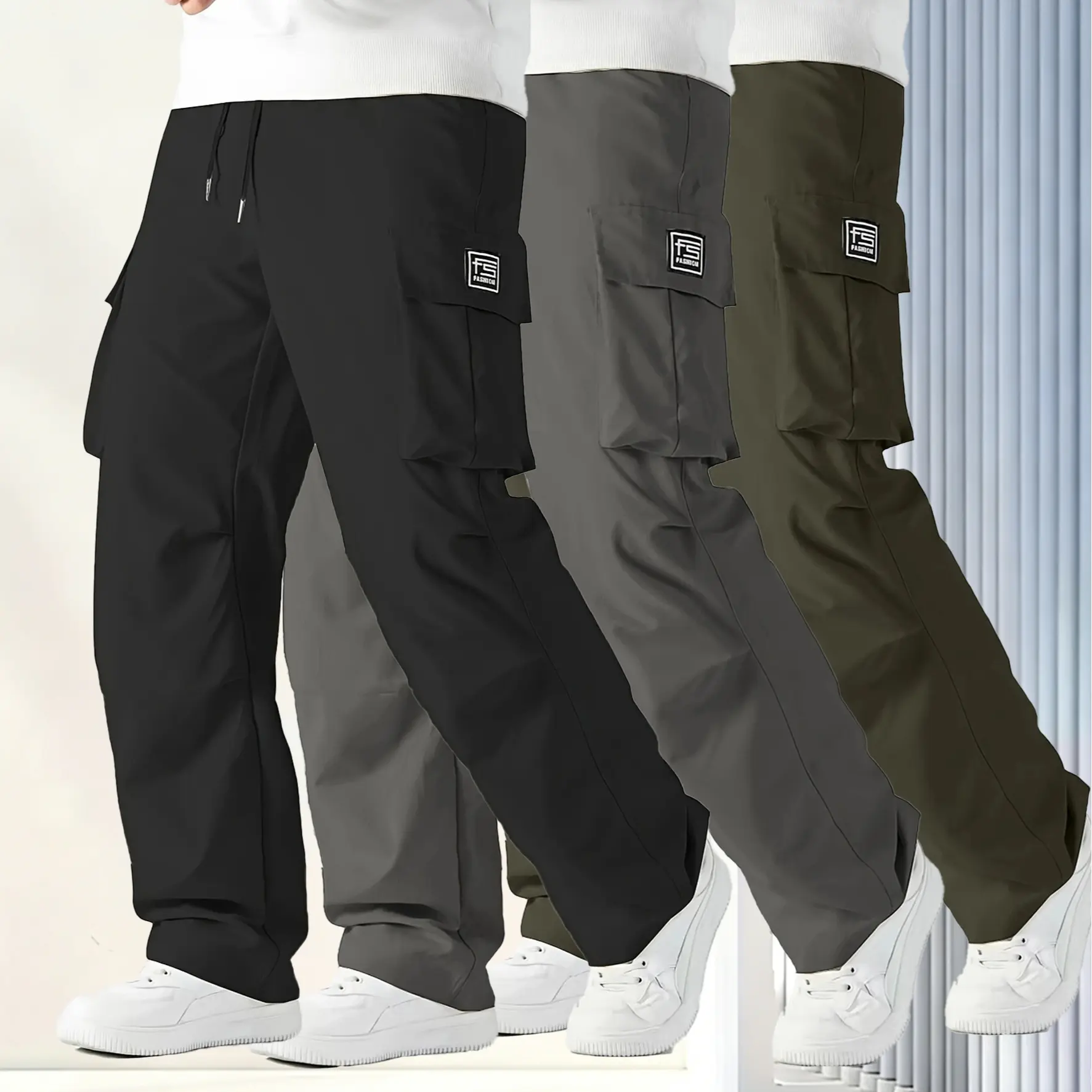 Men's Tactical Cargo Pants, Elastic Waistband & Multi-Pocket Design