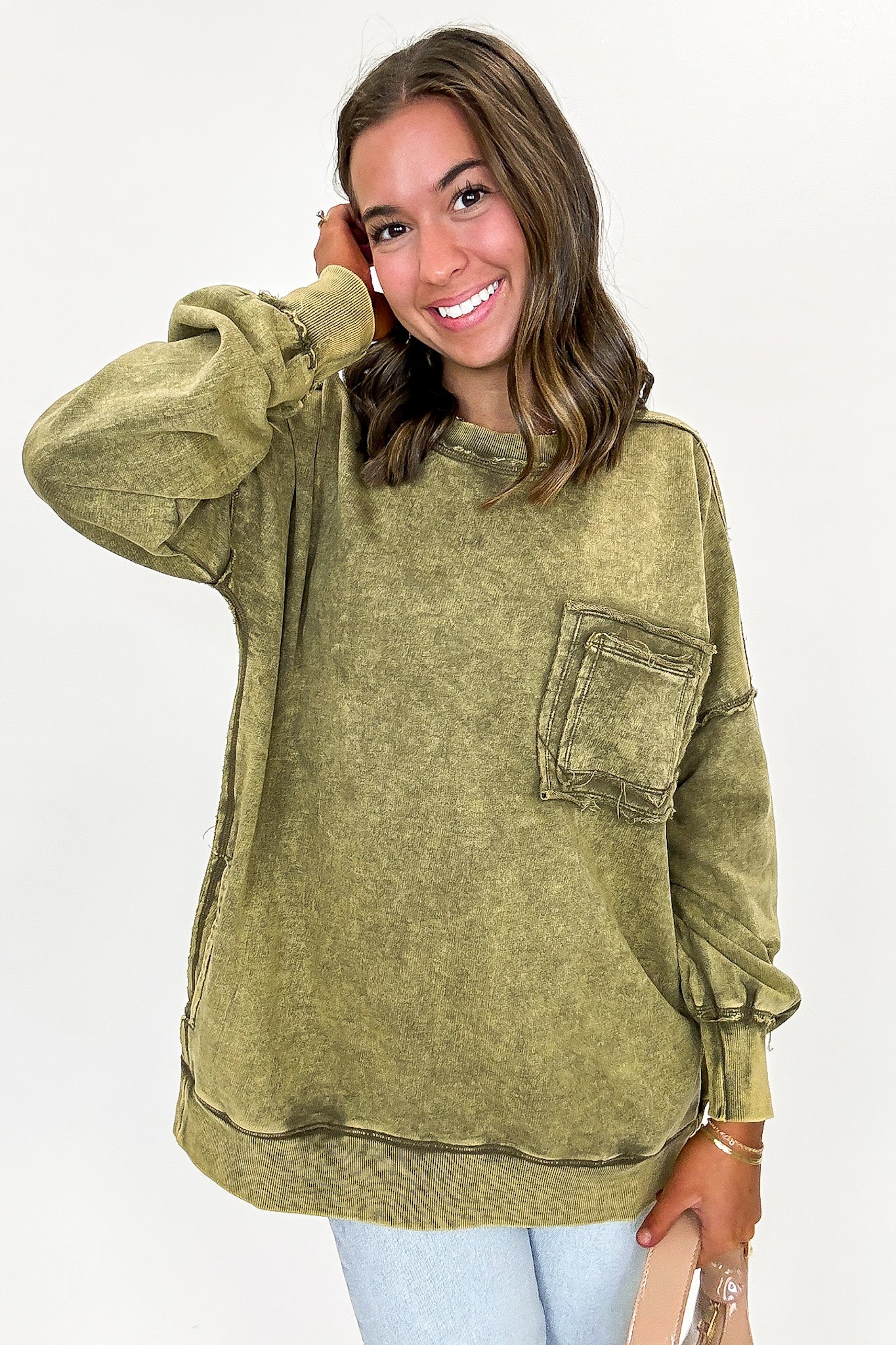 Vintage Acid Wash Raw Edge Pullover