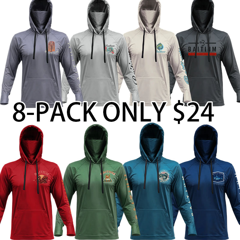 Men’s Hooded UPF 50 Long Sleeve Fishing & Construction Shirt with Gaiter