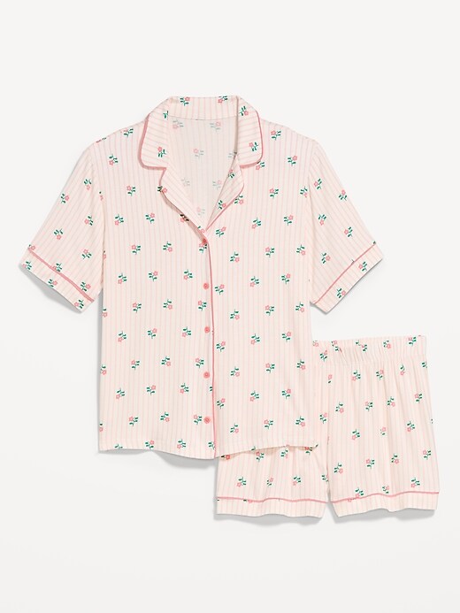 Sunday Sleep Knit Jersey Short Set Pink Floral