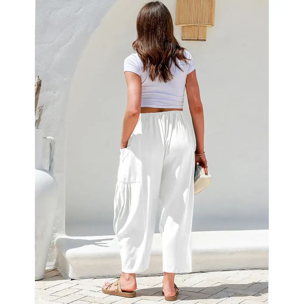 Womens Linen Wide Leg Pants