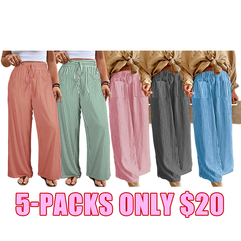 🌿 Women's Striped Drawstring Casual Pants