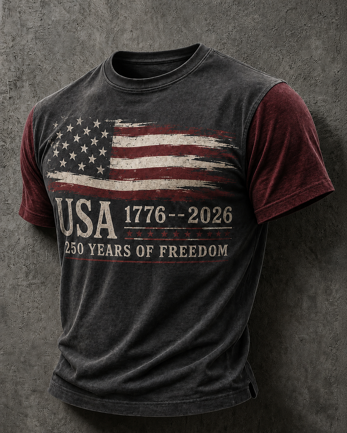 Men'S Casual American 250Th Anniversary Printed Round Neck Short Sleeved T-Shirt