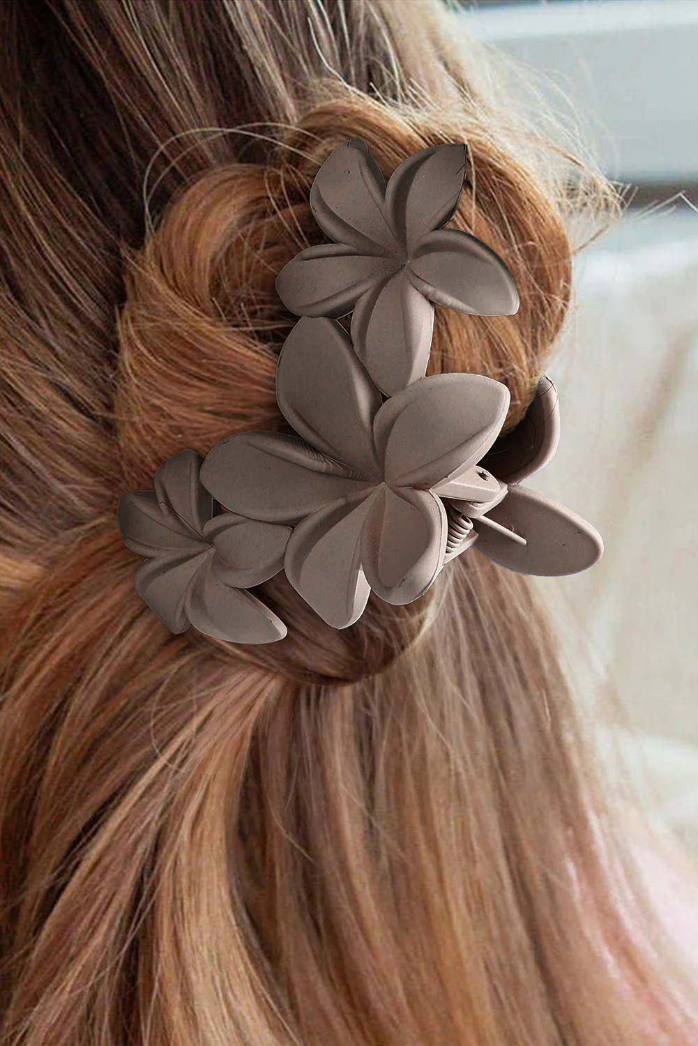 Pink 3D Flower Plastic Resin Hair Claw
