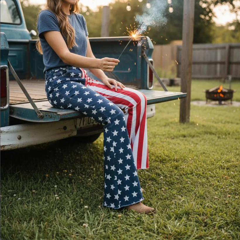 Women's 250th Anniversary Hot Diamond Printed Casual Jeans