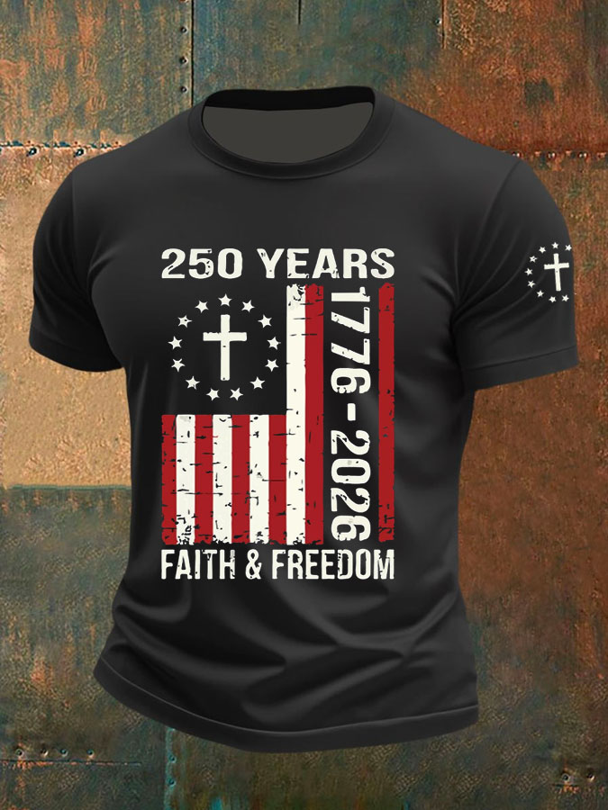 Men'S 250 Years USA 1776 2026 American Flag T-Shirt