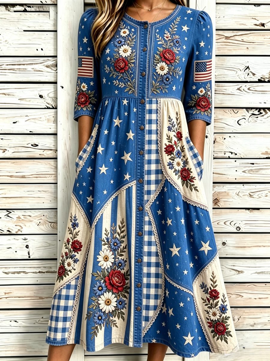 Women's Casual American Independence Day Print Art Casual Dress