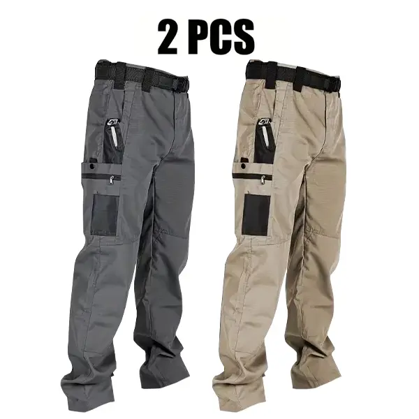 Men's Solid Color Tactical Work Pants,230g/m² new fabric，with Multiple Pockets and Zipper Closures