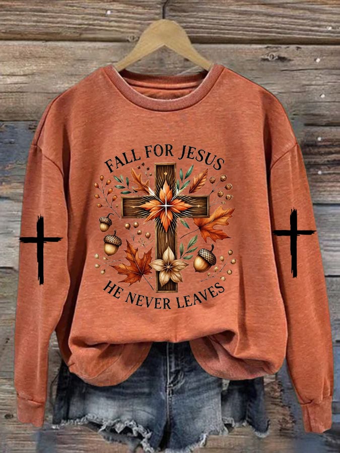 Women's Fall Jesus Print Sweatshirt