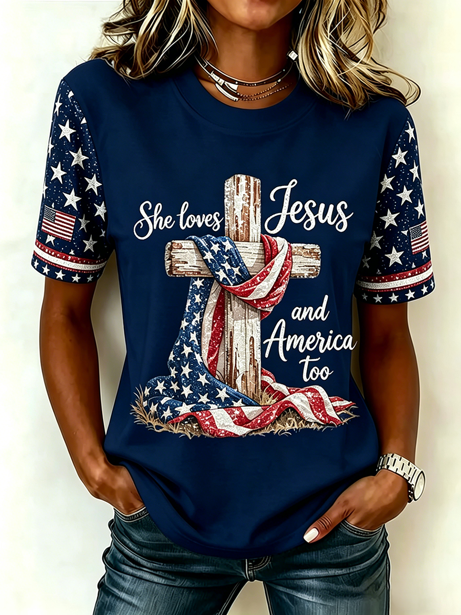 250Th Anniversary Commemorative Faith Glitter Printed Round Neck Top In The United States