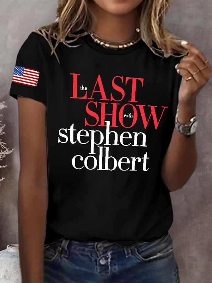 Women'S Round Neck Printed Short Sleeved T-Shirt