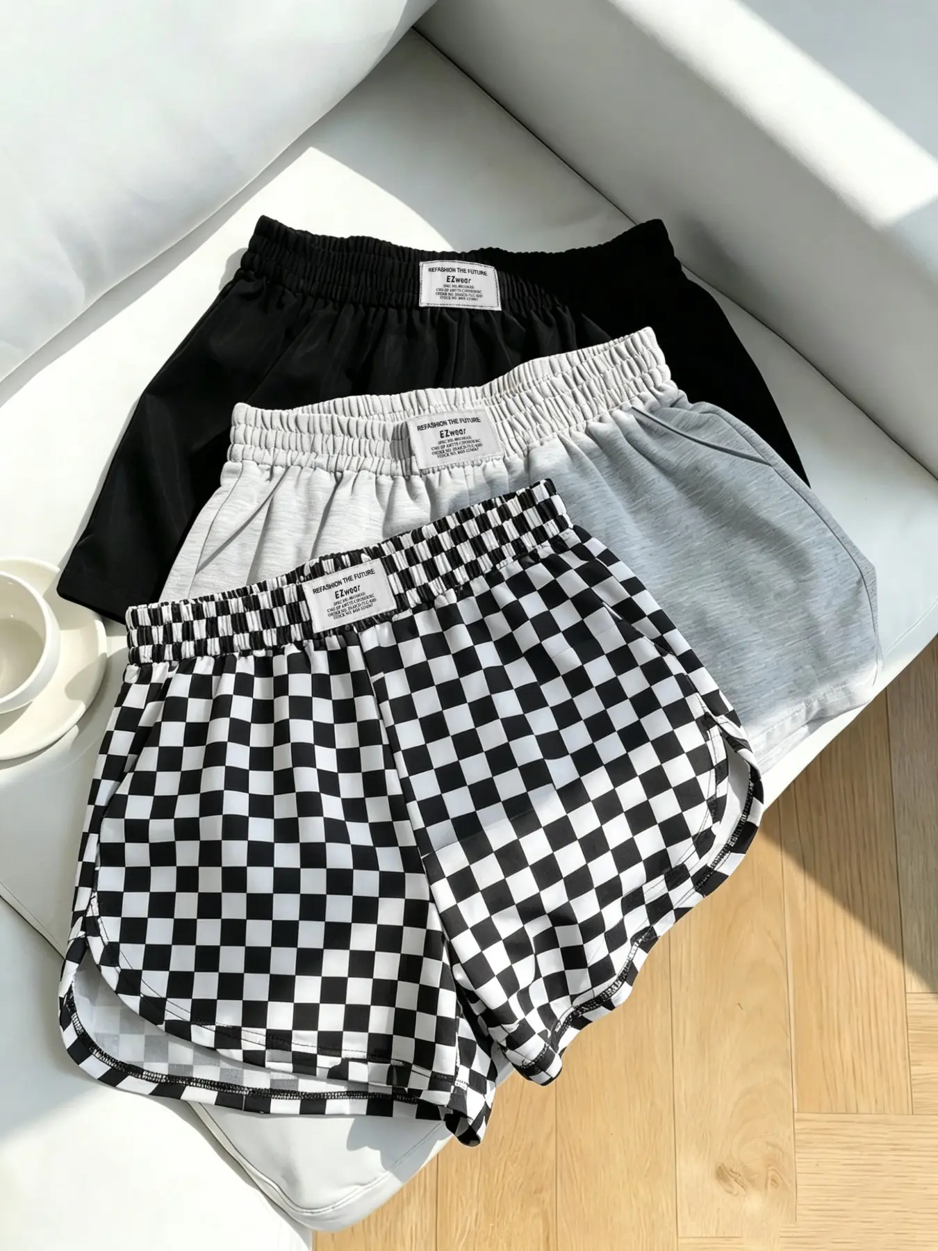 Women's Casual Loose Fit Baggy Shorts, Elastic Waist Camo Print and Solid Color, Summer All-Season Versatile Pants, 3 Piece Set