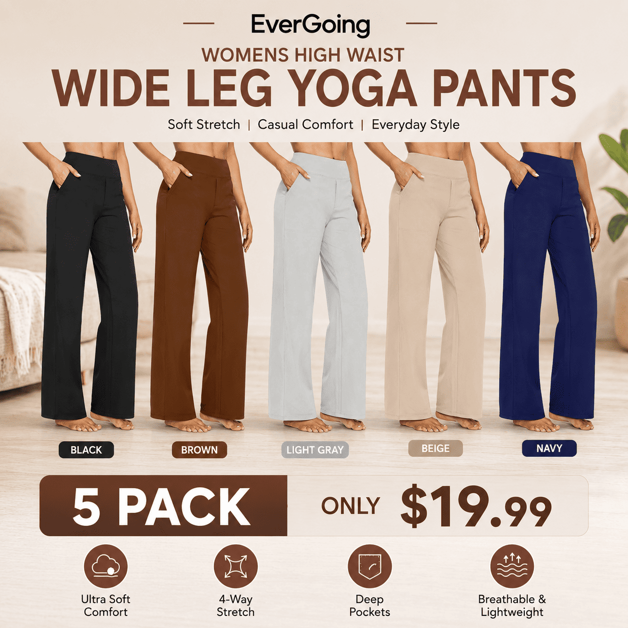 Women's High-Waist Yoga Pants with Pockets