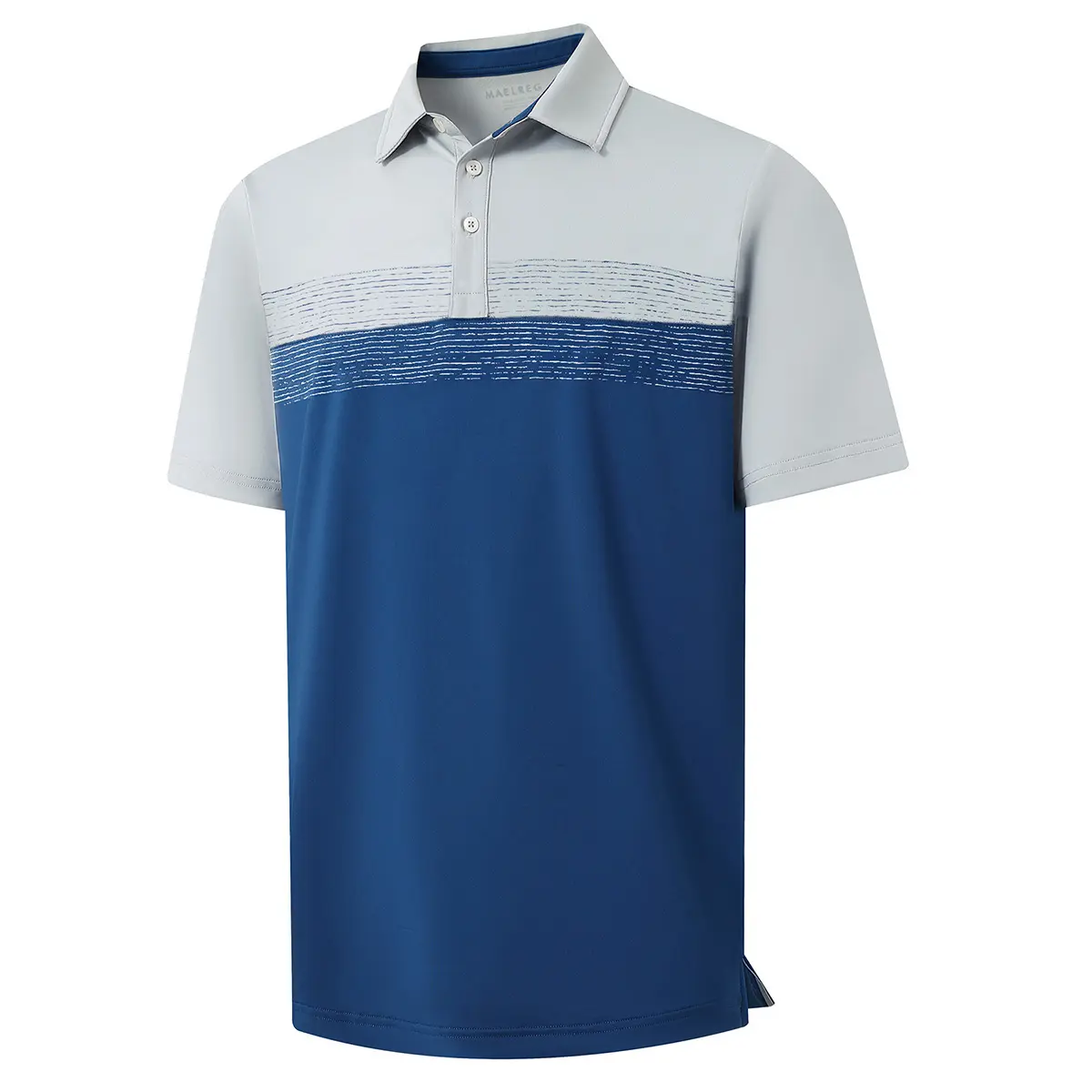Polo Shirts for Men Dry Fit Performance Chest Print Color Block Moisture Wicking Casual Short Sleeve Golf Shirts