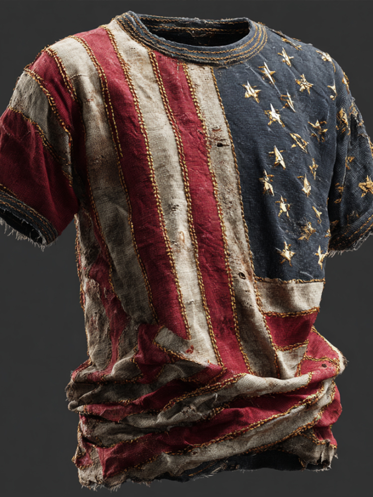 Men's casual American 250th anniversary printed T-shirt