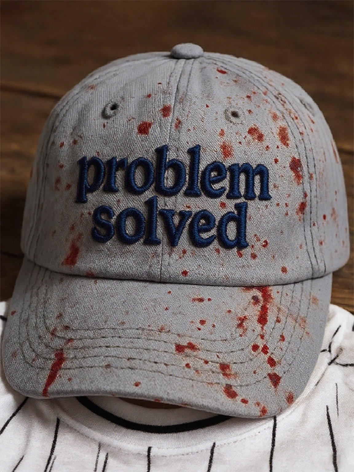 Men's Vintage Halloween Problem Solver Print Washed Baseball Cap