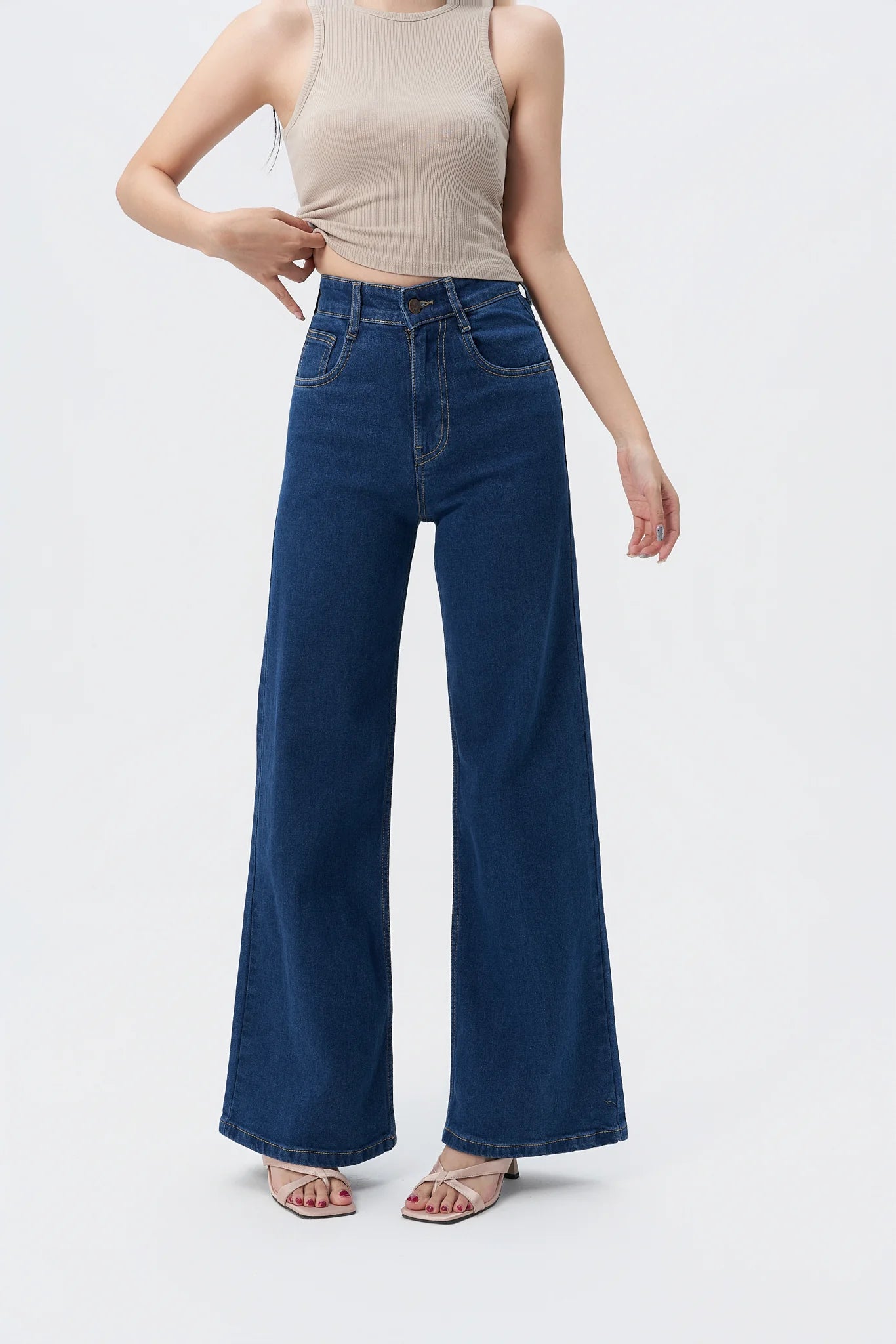 Wide Leg High Rise Jeans