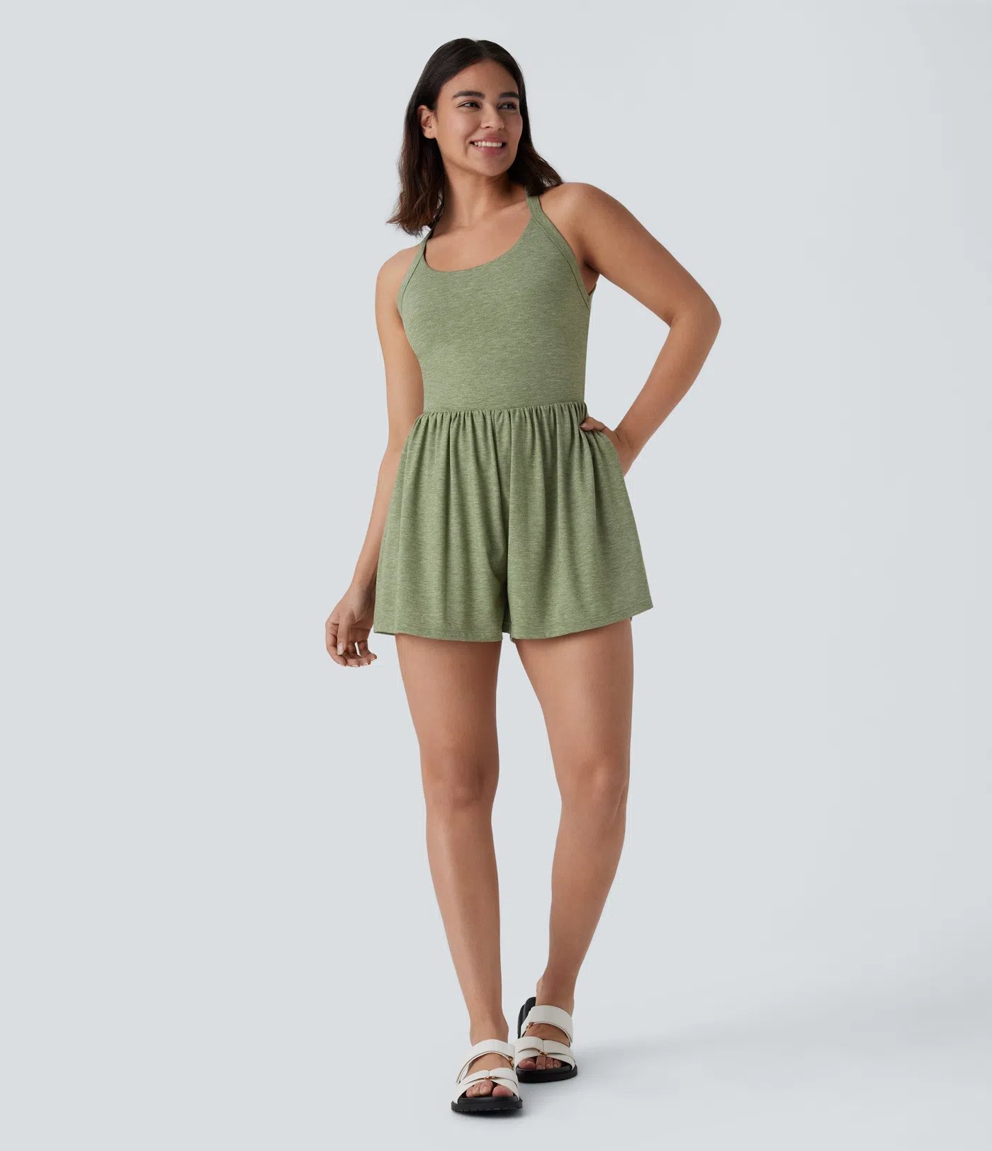 ✨ Pocket 2-in-1 Romper for Women | Backless Sleeveless Jumpsuit with Built-In Shorts & Pockets 🌴 Easy Peezy Bathroom-Friendly Romper