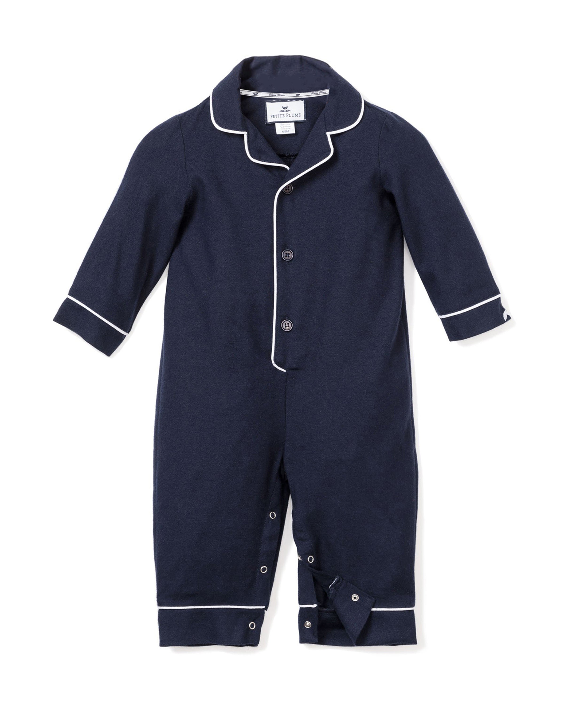 Baby's Flannel Classic Romper in Navy