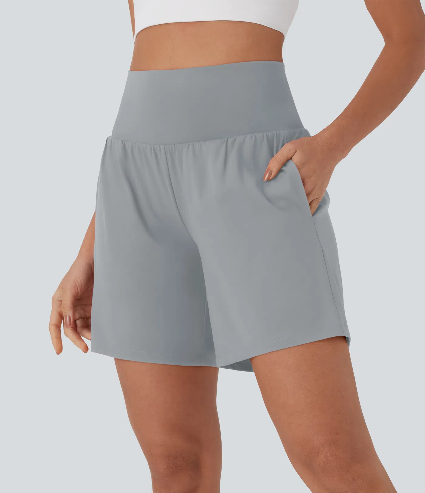 Women's 2-Piece Super High Waisted Back Pocket & Side Hidden Pocket 2-in-1 Yoga Shorts Set