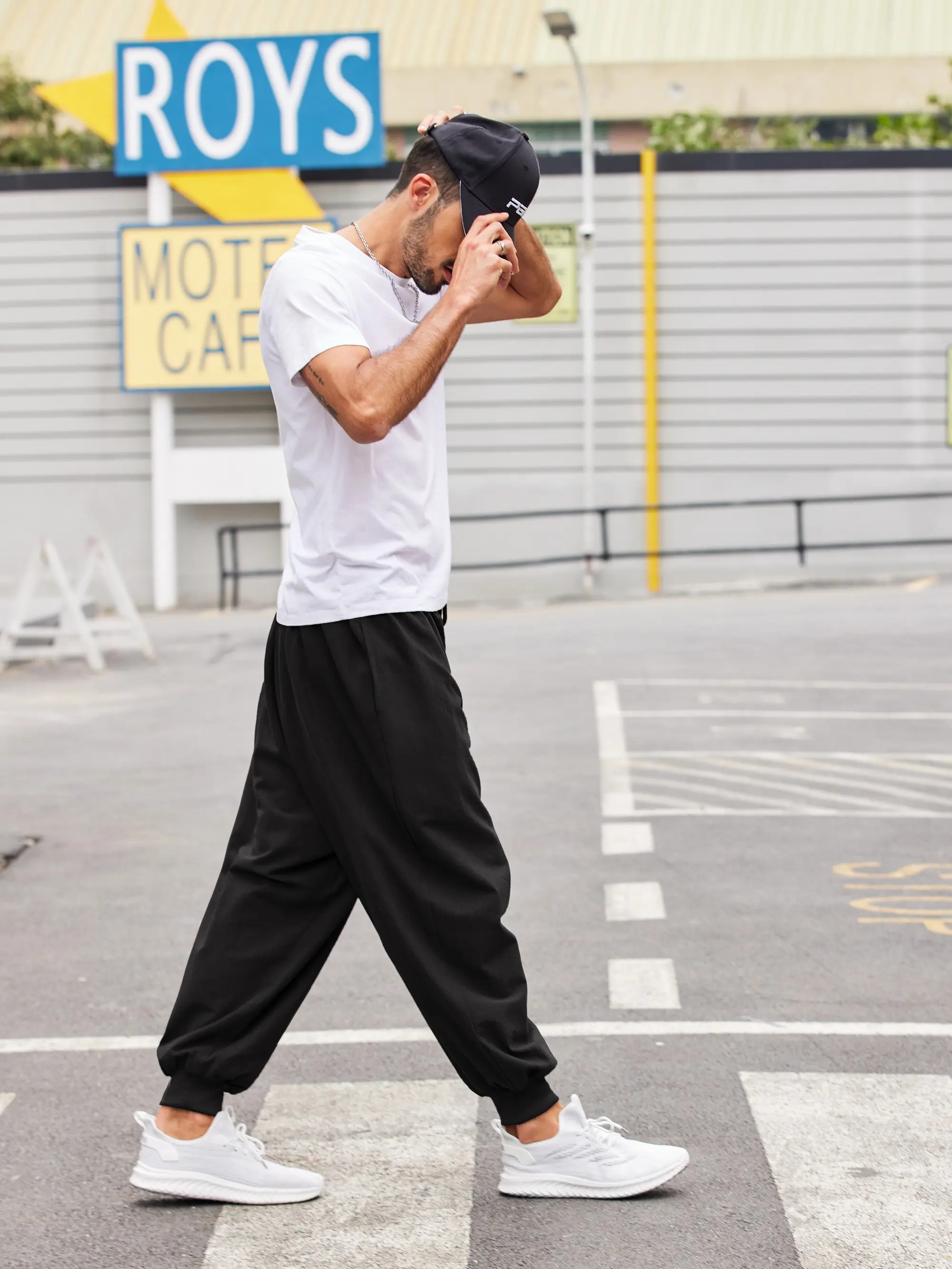 Men's Linen Harem Pants – Baggy Boho Yoga Drop Crotch Trousers with Pockets