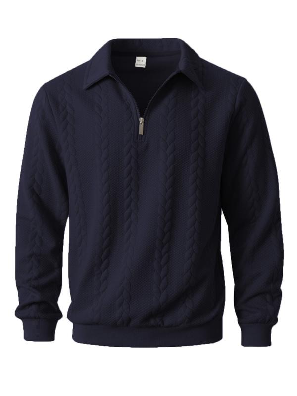 Men’s Knit Polo Neck Long Sleeve Sweatshirt – Fall & Winter Essential