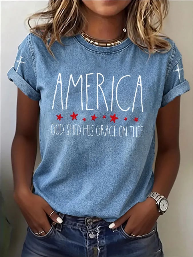 Women'S Casual U.S. 250th Anniversary Commemorative Printed T-Shirt