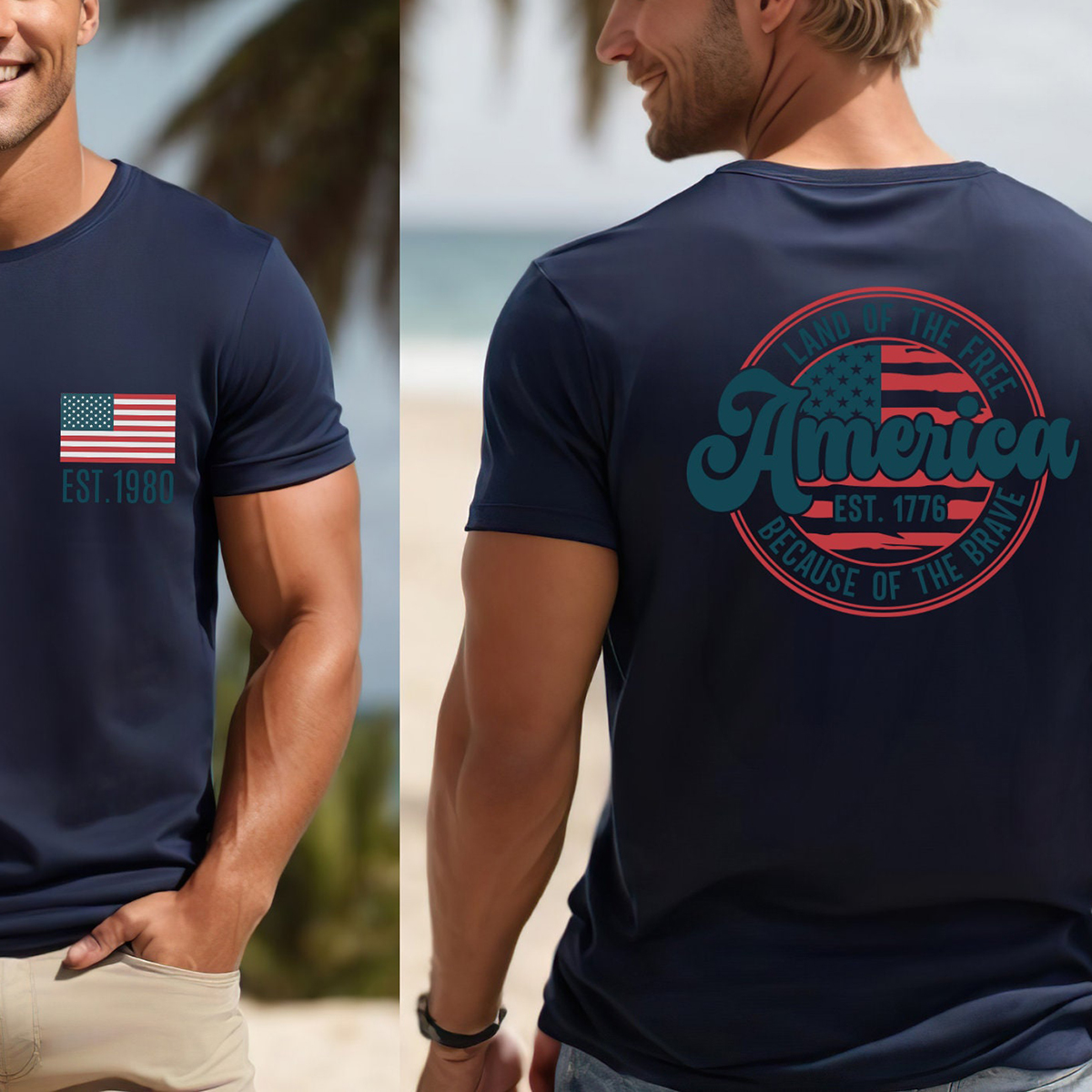 Men's Retro American Pattern T-shirt