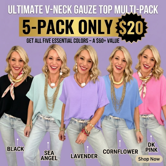 Women’s Textured V-Neck Loose-Fit Blouse