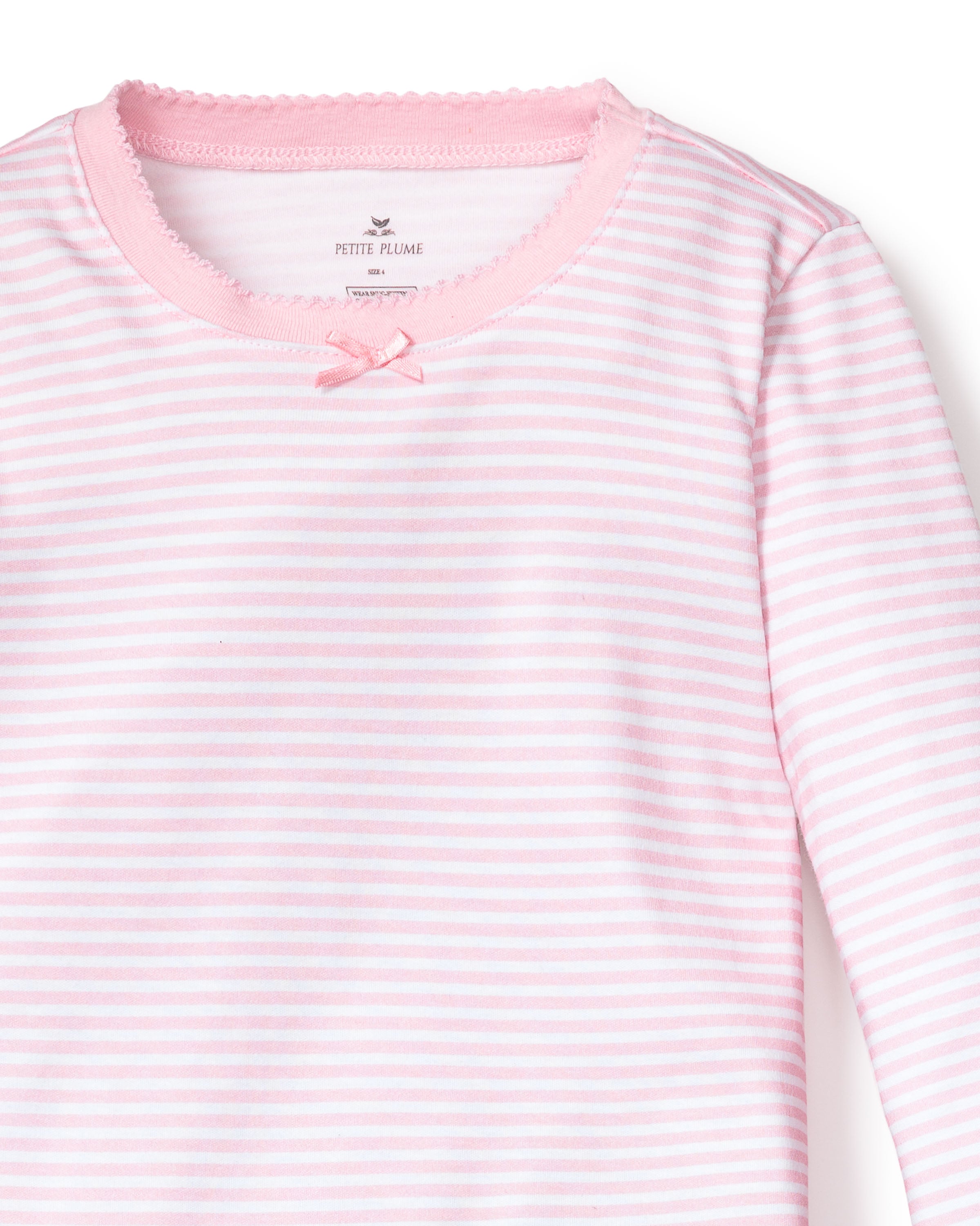Kid's Pima Snug Fit Pajama Set in Pink Stripe