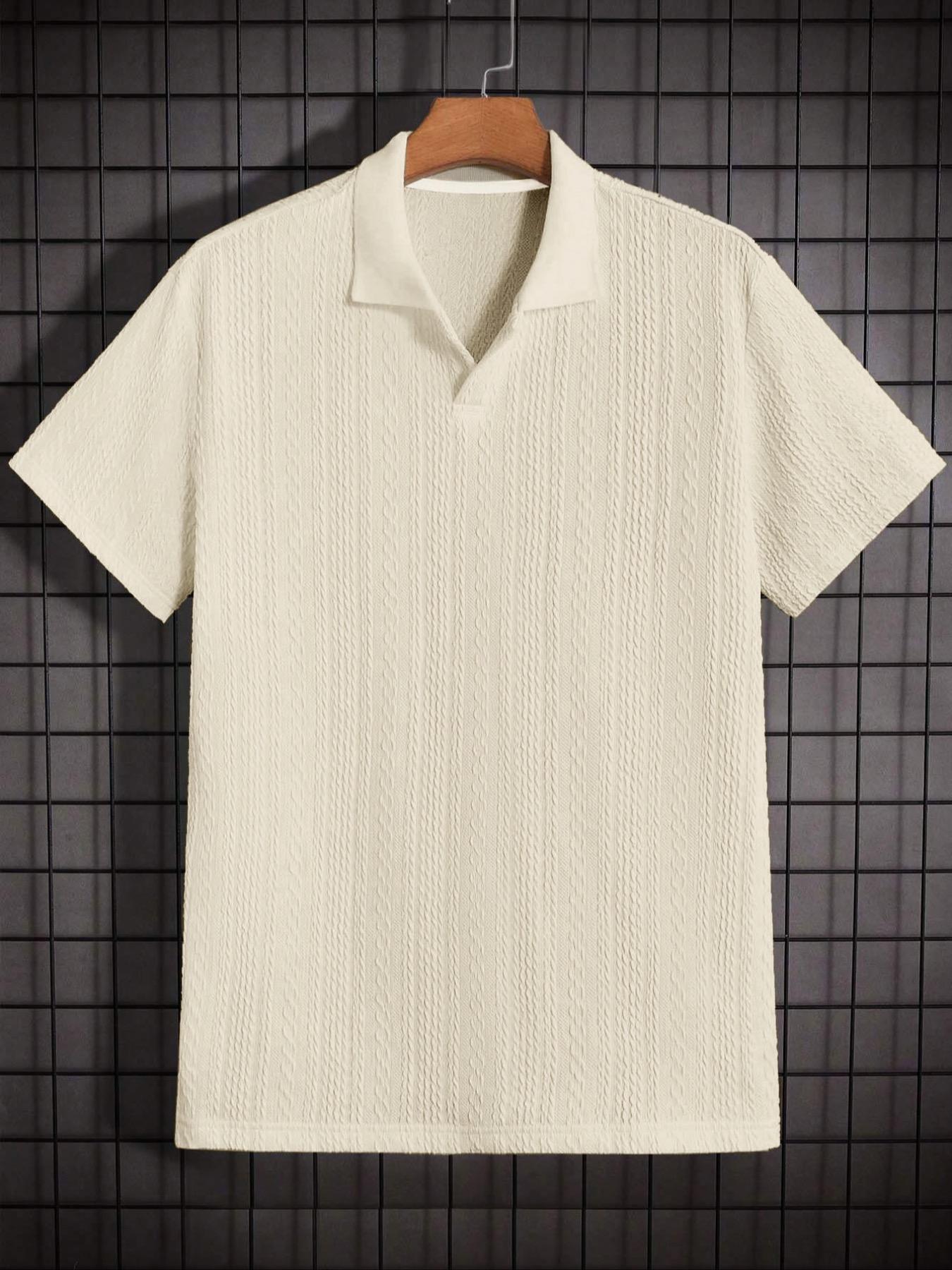 Men's Solid-Color Jacquard Knit Polo Shirt