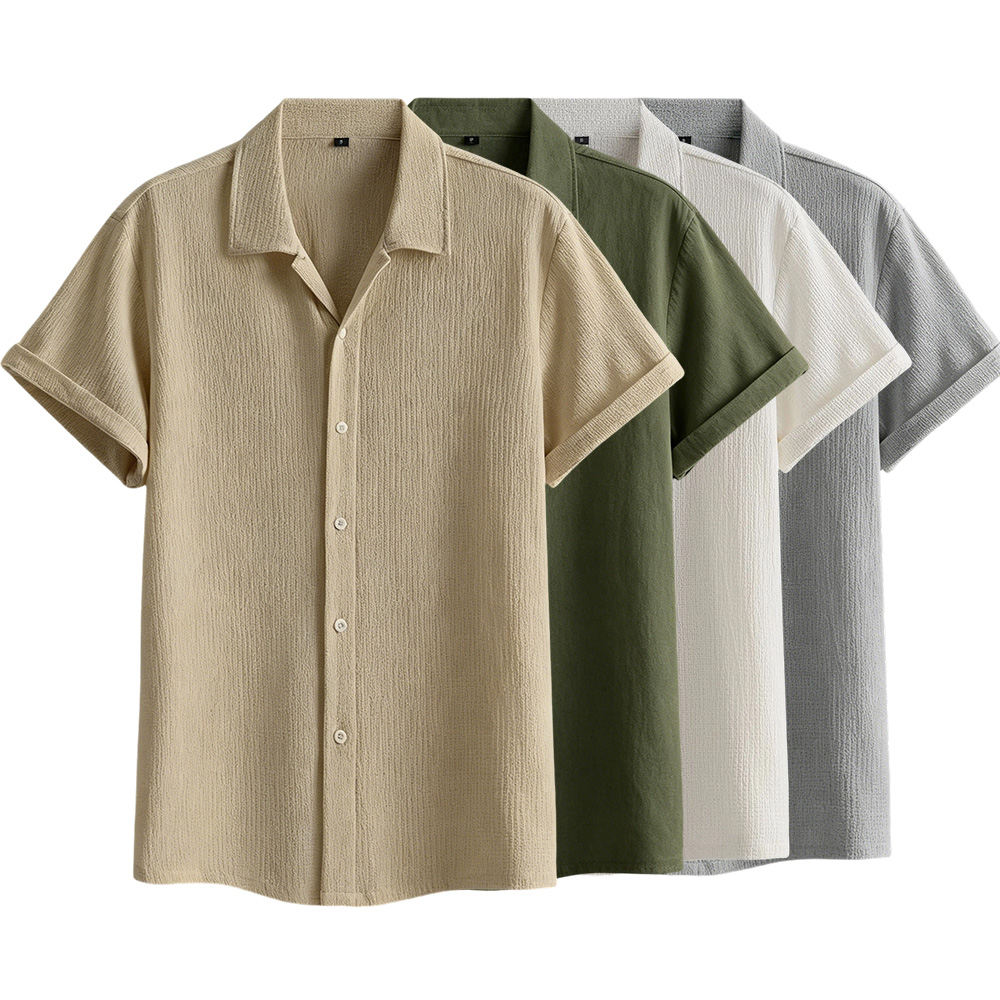 Men’s Summer Lightweight Breathable Solid Color Short-Sleeve